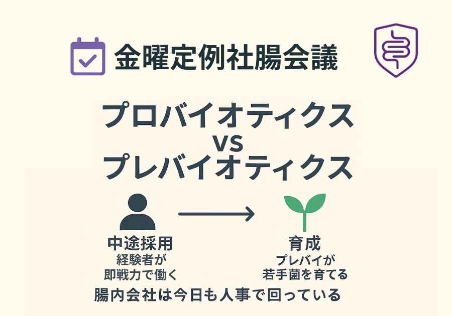 📅金曜定例社腸会議｜ﾌﾟﾛﾊﾞｲｵﾃｨｸｽ vs ﾌﾟﾚﾊﾞｲｵﾃｨｸｽの違い